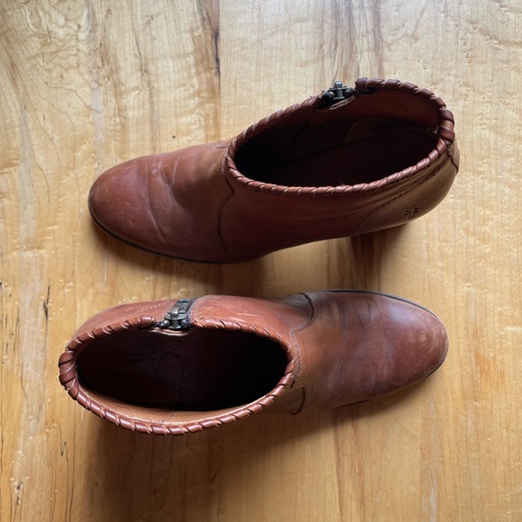 Pre loved half zip Frye leather booties cognac - Picture 4 of 11